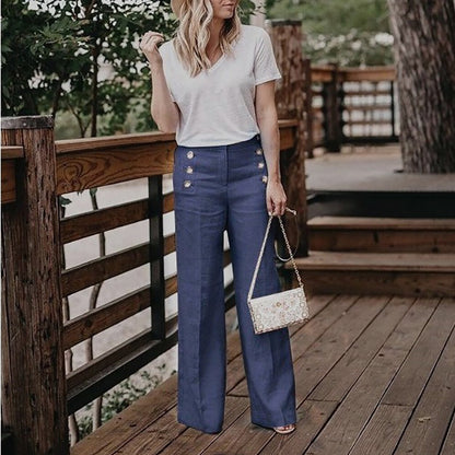 Button wide leg pants apparel & accessories