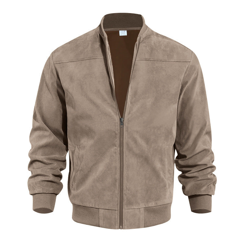 Men's Suede Solid Color Casual Retro Jacket apparels & accessories