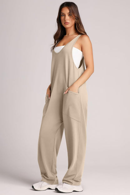 Wide Strap Jumpsuit with Pockets Bottom wear