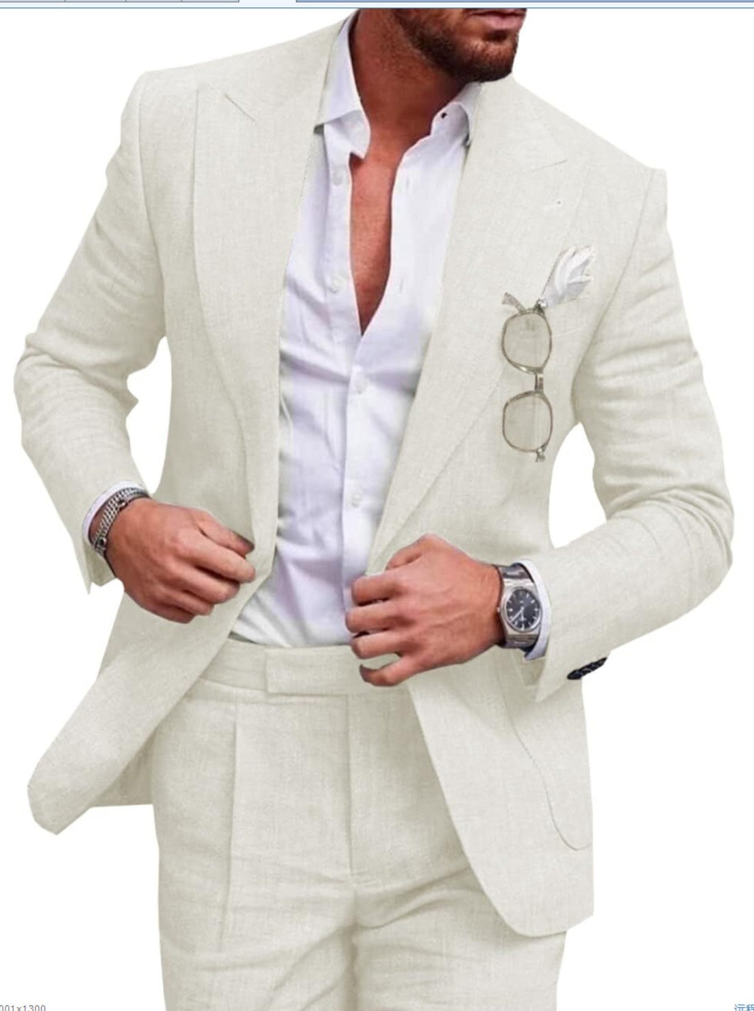 Men's Large Single Row One Button Solid Color Suit Two-piece Set apparel & accessories