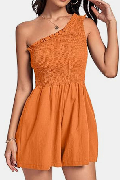 Smocked Single Shoulder Romper Bottom wear