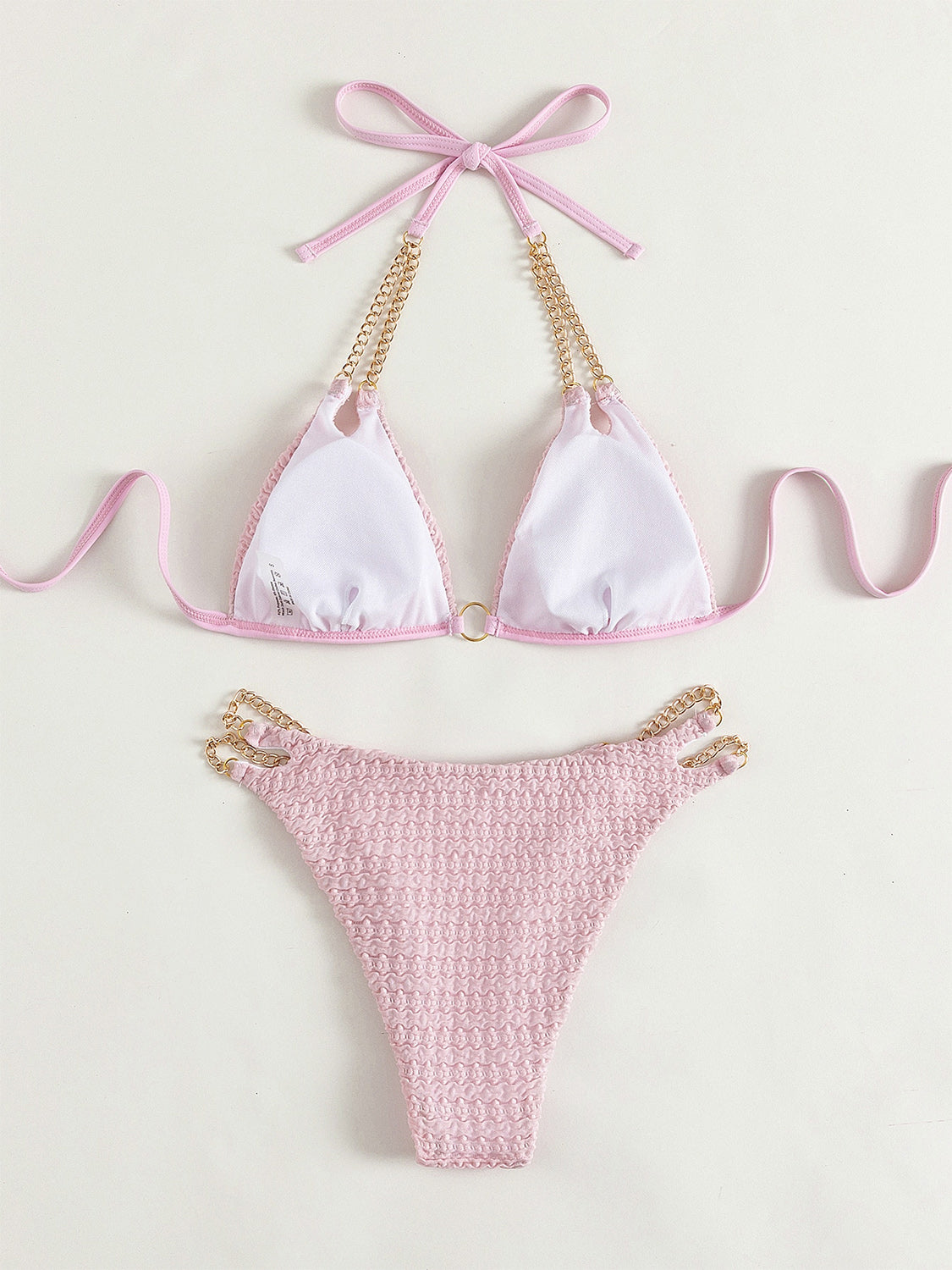 Chain Detail Halter Neck Bikini Set apparels & accessories