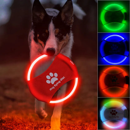 Dog Flying Discs Light Glowing LED LuminousTrainning Interactive Toys Pet Products