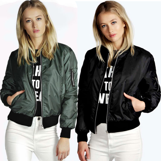 Solid Color Short Fashion Zip Jacket apparels & accessories