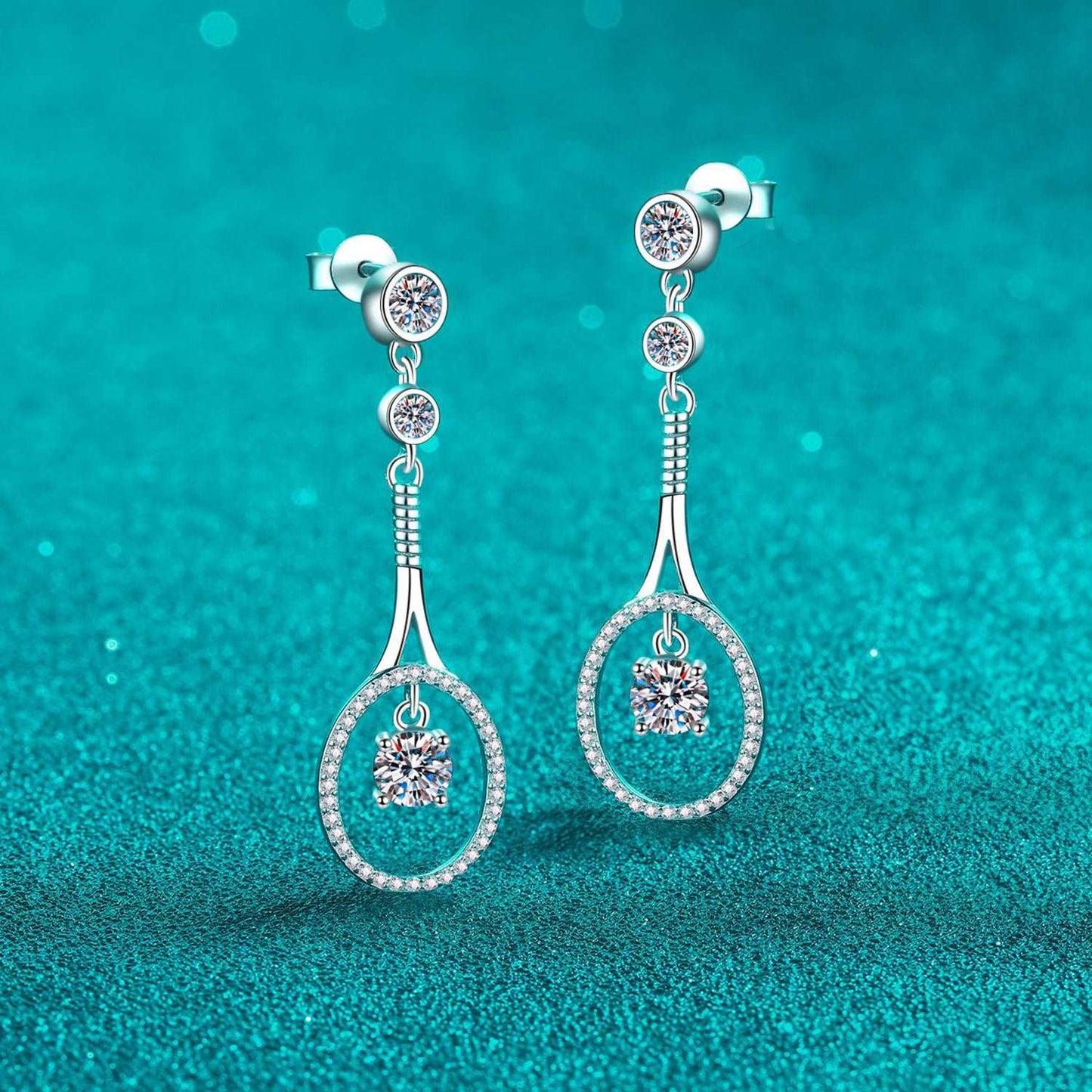 Moissanite Sterling Silver Drop Earrings Jewelry