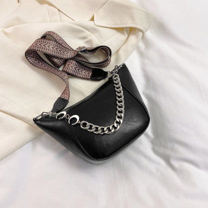 PU Leather Chain Trim Crossbody Bag apparel & accessories