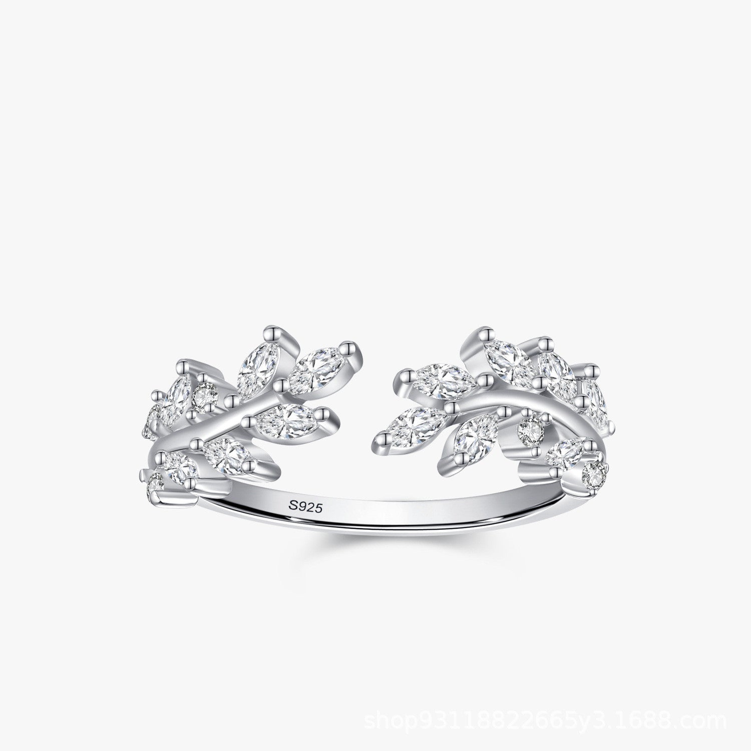 Leaves Shiny Diamond Ring Female Jewelry