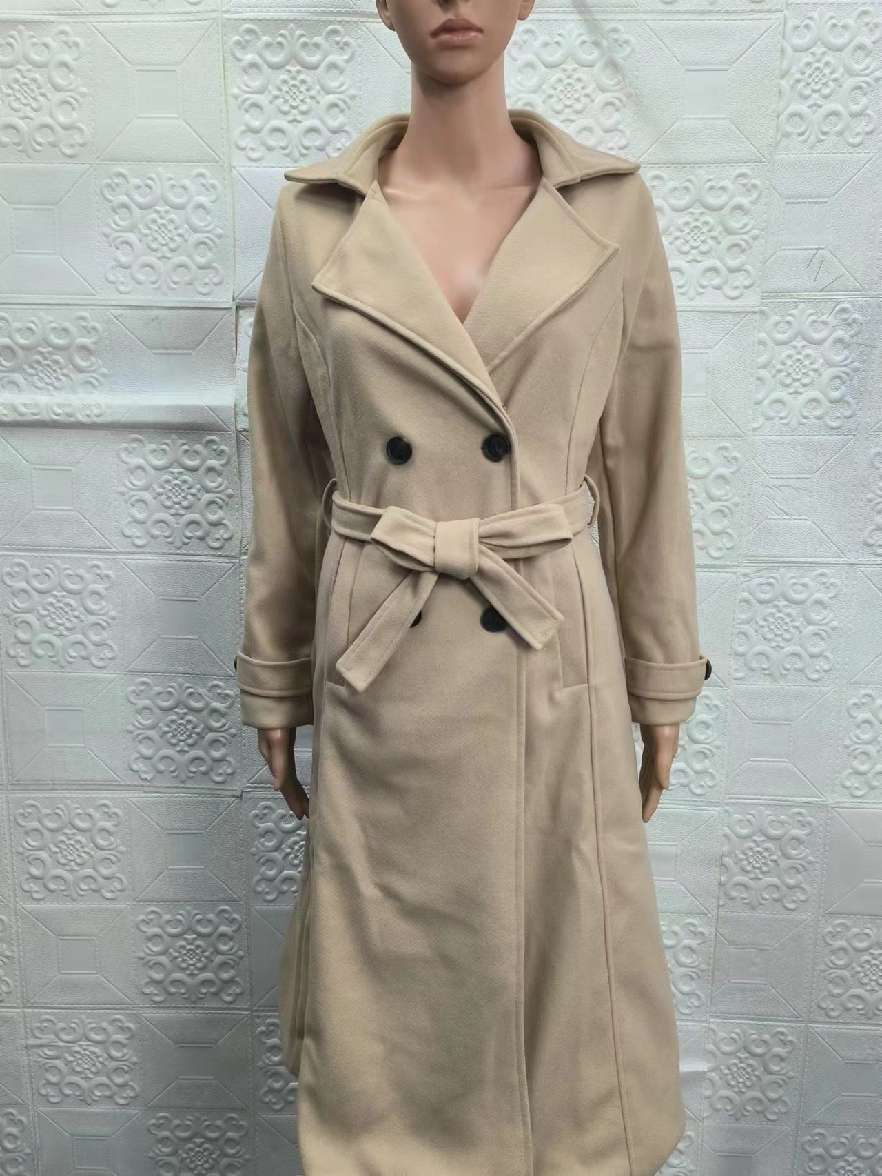 Women's Coat Woolen Extended Suit Collar Trench Coat 0