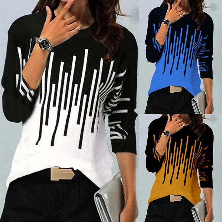 Women's Fashion Casual Print Long-sleeved T-shirt apparel & accessories