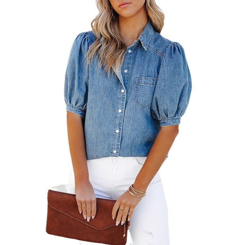 Thin Denim Shirt Casual Top For Women apparels & accessories