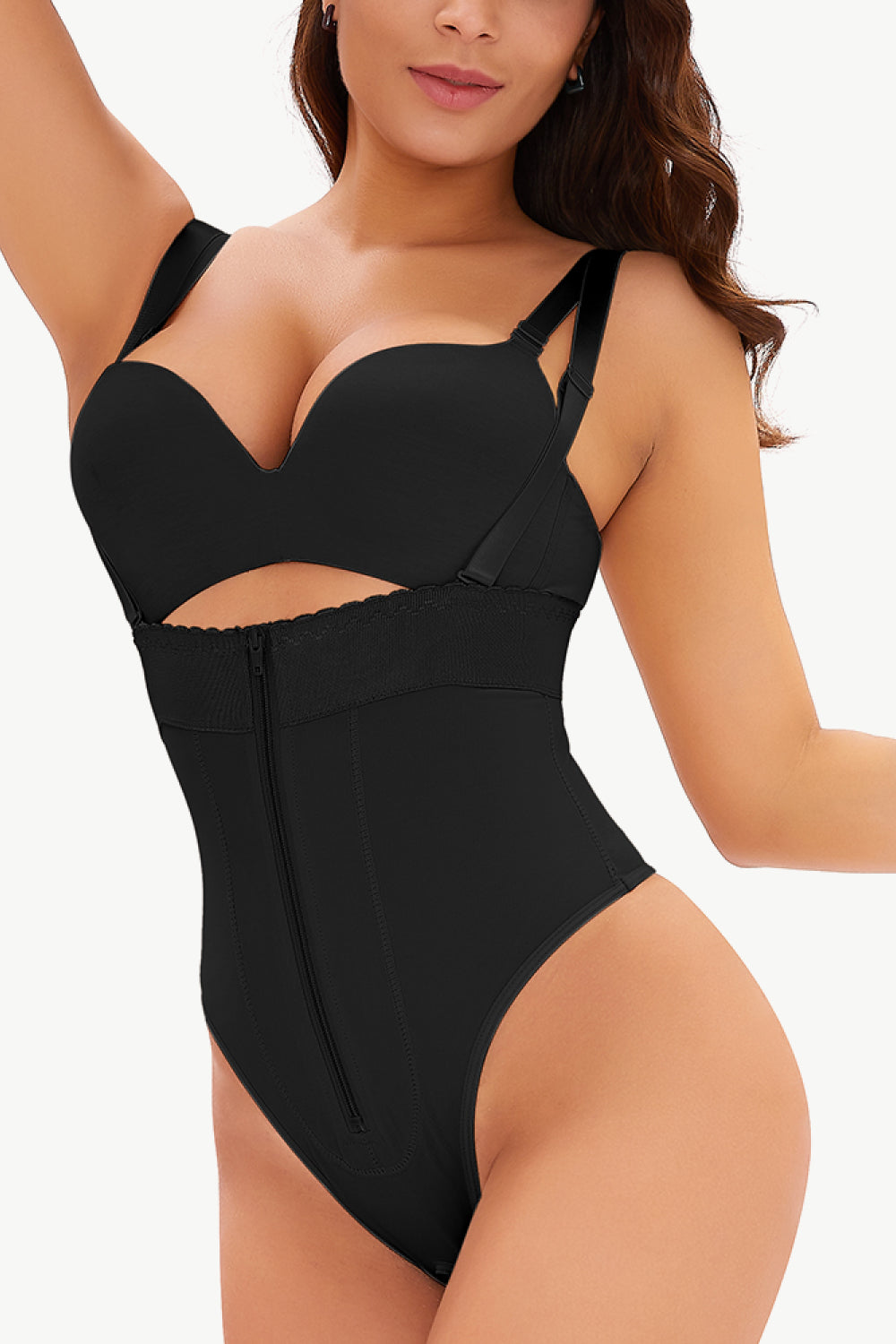 Full Size Adjustable Strap Zip-Up Shaping Bodysuit apparel & accessories