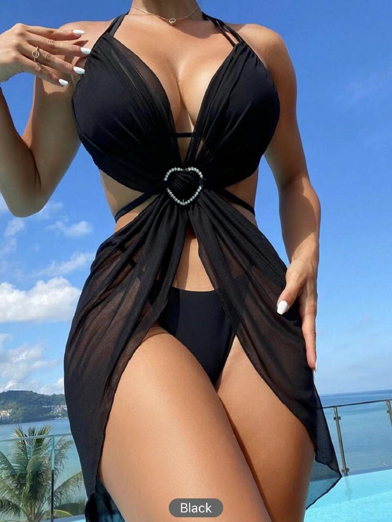 Women's Solid Color Split Three-piece Bikini apparel & accessories