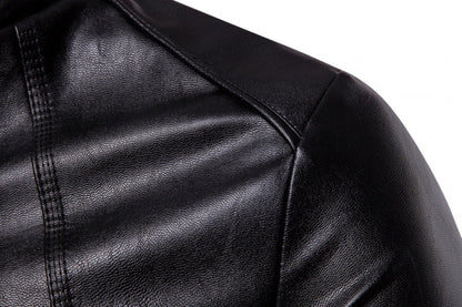 Solid Collar Large Men's Motorcycle Leather PU Jacket apparels & accessories