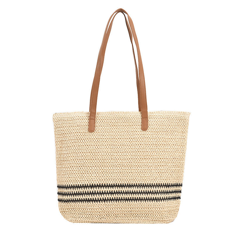 Striped Large Capacity Casual Handbag Summer Straw Bags Accessories for women