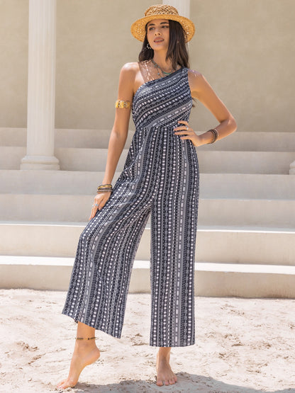 Printed Single Shoulder Sleeveless Jumpsuit Dresses & Tops