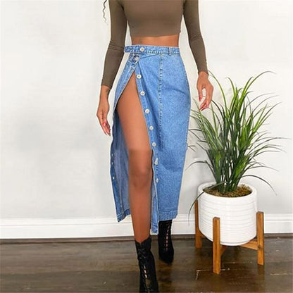 European and American casual denim skirt split hip skirt apparel & accessories