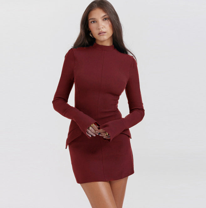 Fashion Sexy Hot Girl Hip Skirt Elegant Slim-fit Long Sleeve Dress Women's Clothing apparel & accessories