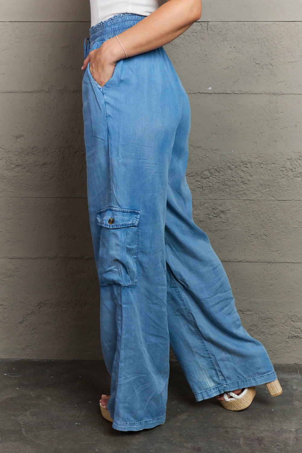 GeeGee Out Of Site Full Size Denim Cargo Pants Bottom wear