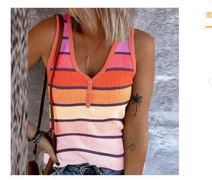 Women's Versatile Printed Casual Striped Vest apparel & accessories