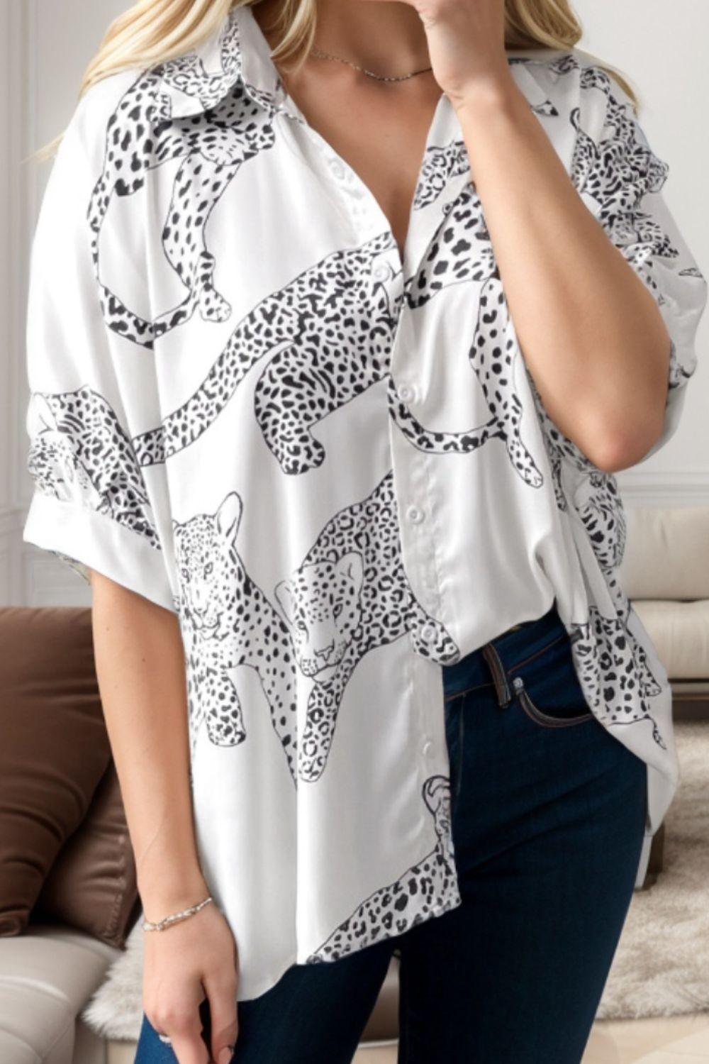 Printed Collared Neck Half Sleeve Shirt apparel & accessories