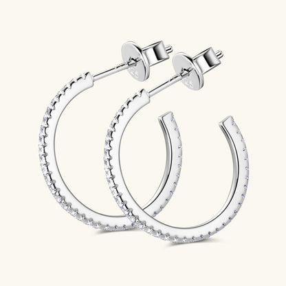 Inlaid Moissanite 925 Sterling Silver C-Hoop Earrings apparel & accessories