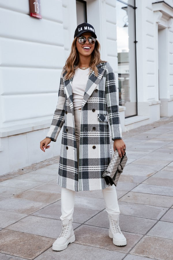 European And American Fashion Plaid Woolen Coat apparel & accessories