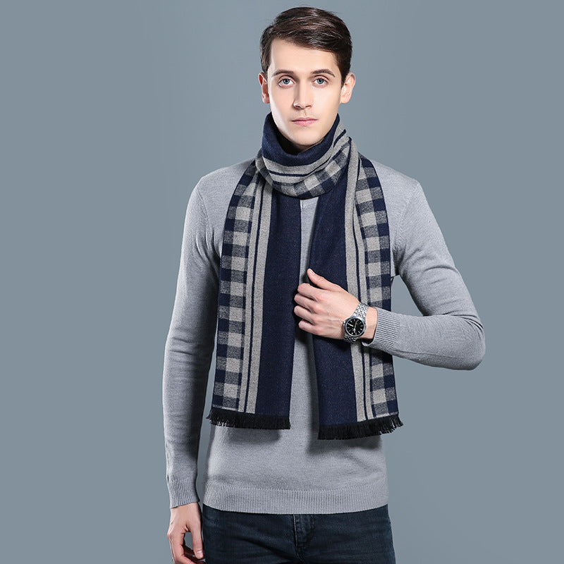 Simple Plaid Warm Keeping Artificial Cashmere Scarf Men's Scarves