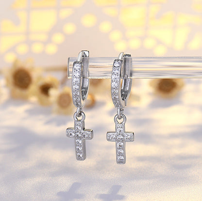 Women's Fashion Zircon Cross Earrings Jewelry