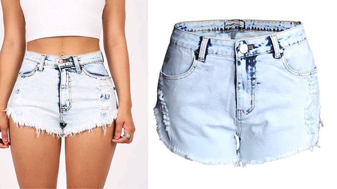 Ripped high waist white washed denim shorts 0