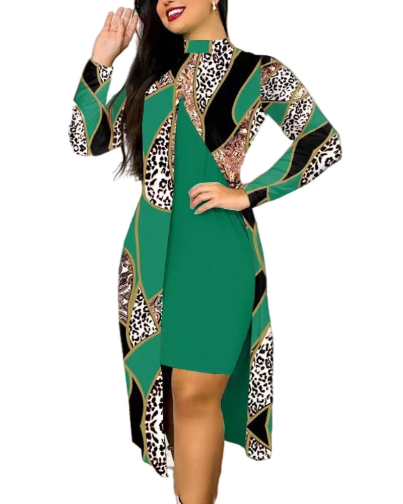 Two-piece Long Sleeve Printed Turtleneck Suit Women apparel & accessories