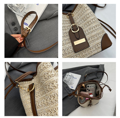 Summer Korean Straw Plaited Pull-belt Simple Beach Weaving Shoulder Messenger Bag apparel & accessories