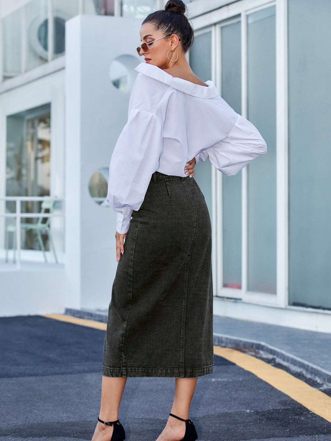 Button Down Denim Skirt apparel & accessories