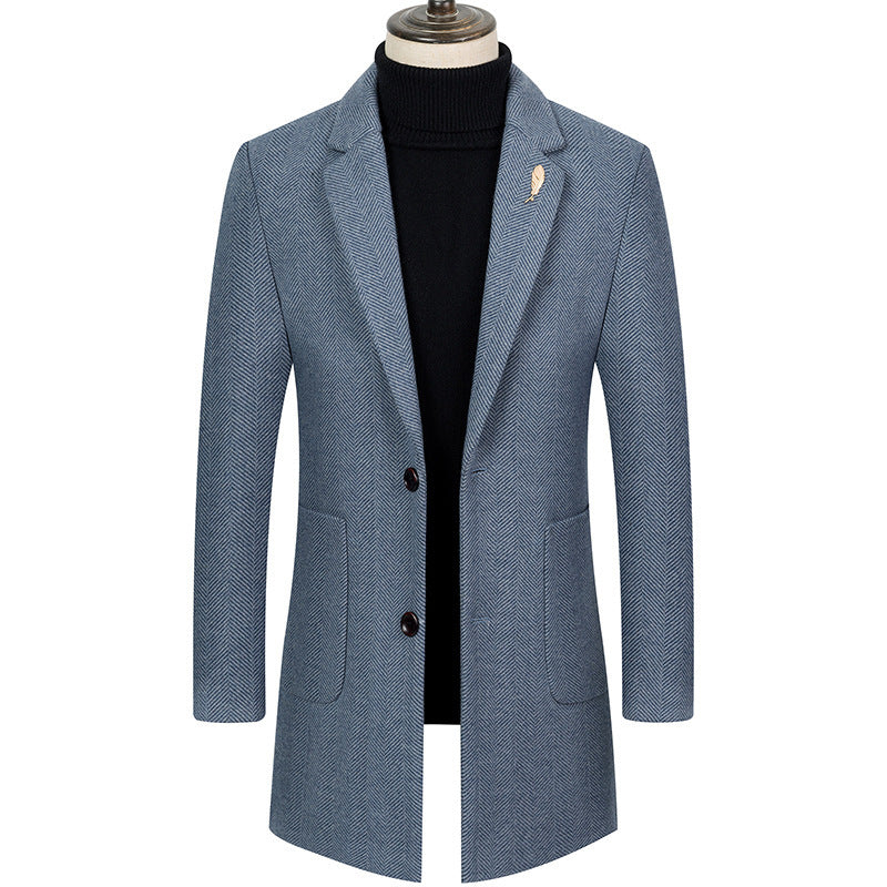 Men's Lapel Herringbone Slim-fit Cashmere Coat men's clothing