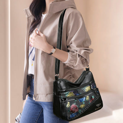 PU Leather Rose Pattern Shoulder Bag apparel & accessories