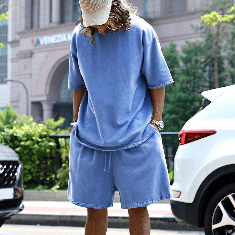 2pcs Loose Sports Suits Summer Round Neck Short-sleeved T-shirt Shoes & Bags
