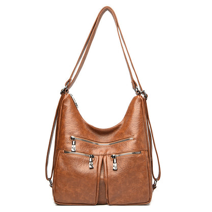 Sheepskin Pattern Washed Solid Color Large Shoulder Bag apparel & accessories