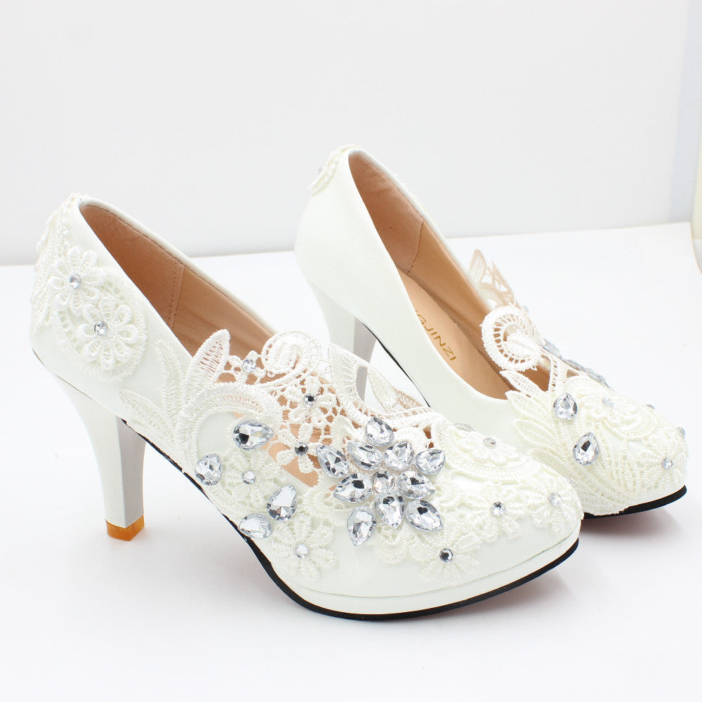 White Wedding Shoes High Heel Shoes & Bags