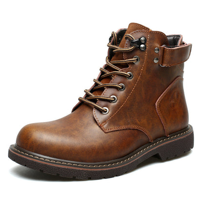 Fashion Men's Casual Mid-cut Leather Boots Shoes & Bags