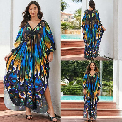 European And American Printed Chest Woven Beach Cover-up apparel & accessories