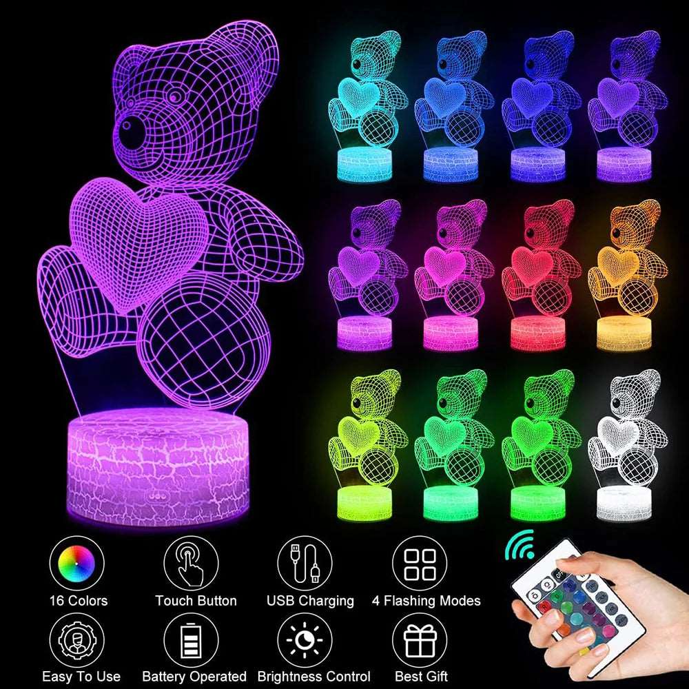 3D Lamp Acrylic USB LED Night Lights Neon Sign 0