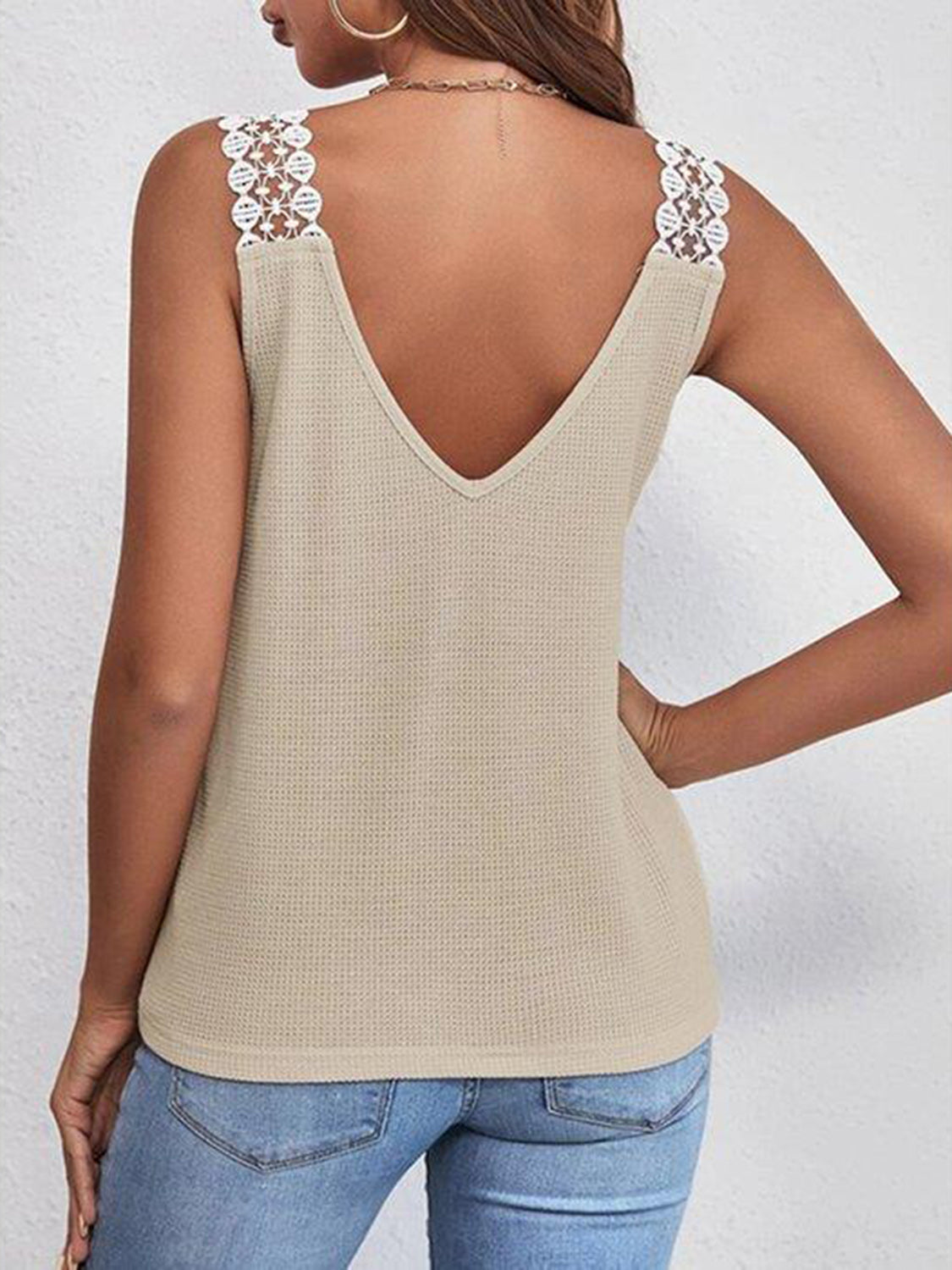 Full Size Lace Detail V-Neck Tank apparel & accessories