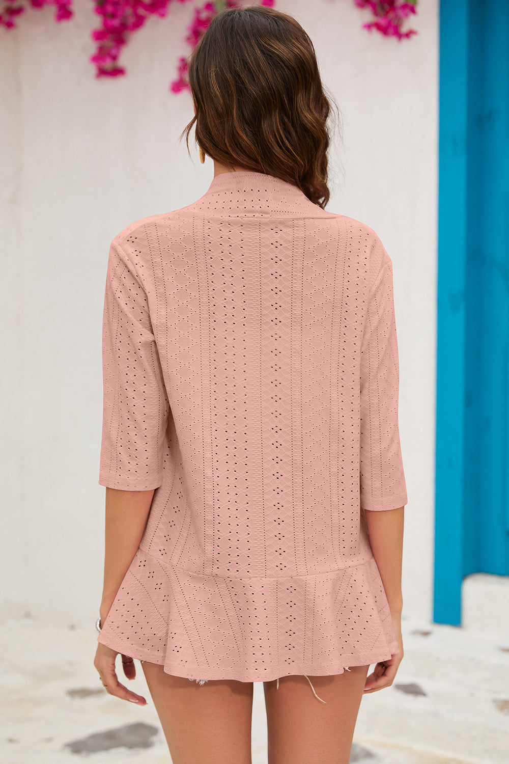 Eyelet Open Front Cardigan apparel & accessories