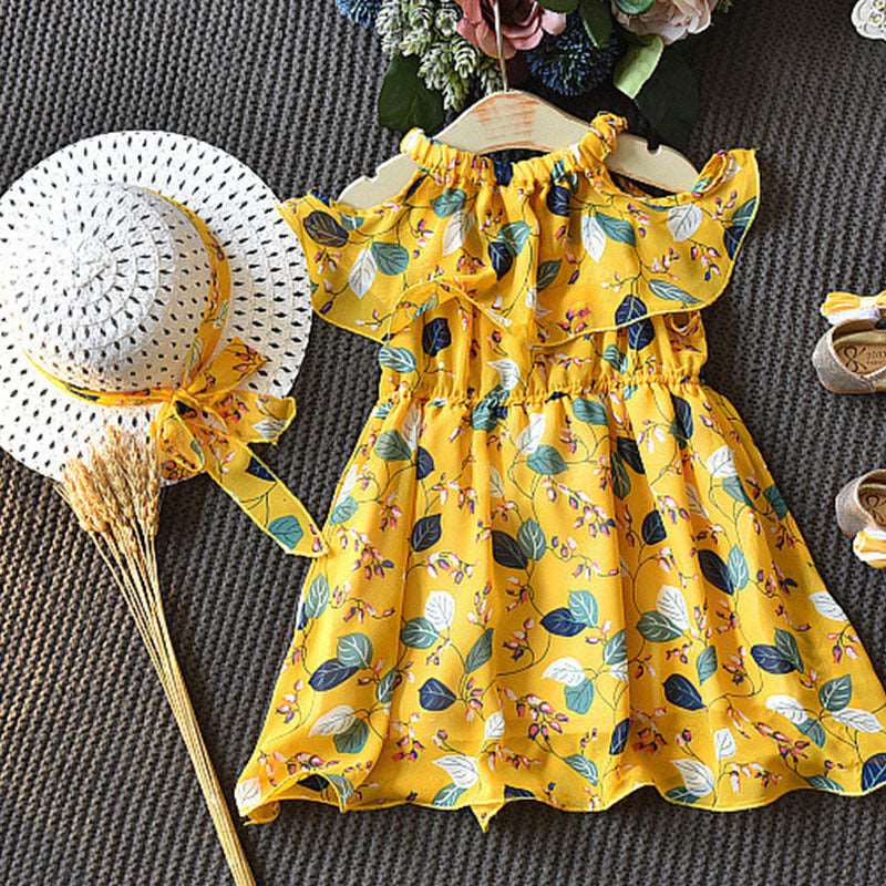 Girls Leaf Chiffon Sleeveless Holiday Bohemian Kids clothes