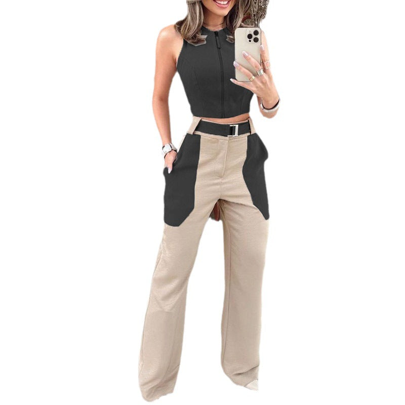 Summer Fashion Casual Vest Belt Blouse And Pants apparels & accessories