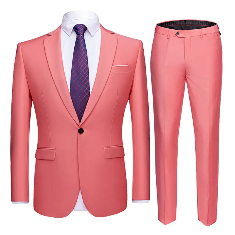 Solid Color Two-piece Plus Size Men's Suit apparels & accessories