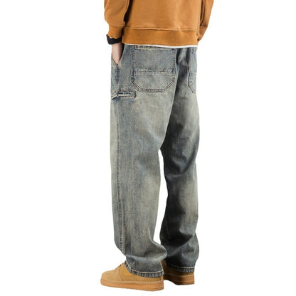 American Casual Yellow Mud Dyed Jeans Straight Loose apparel & accessories