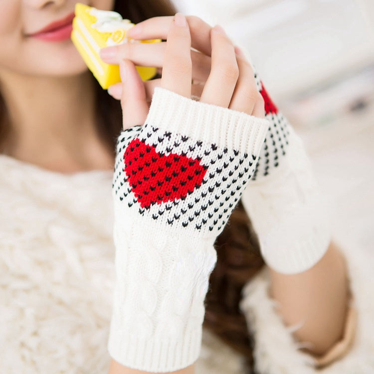 Typing Female Heart Peach Heart Christmas Gloves apparels & accessories