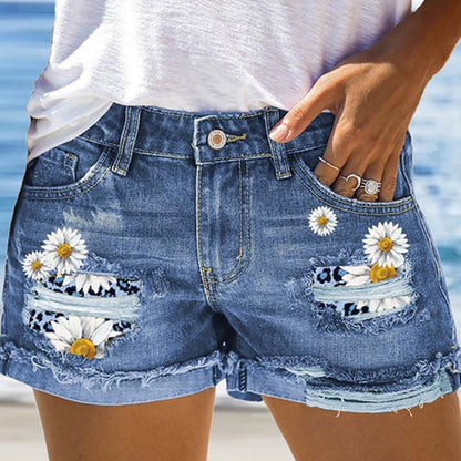 Women's Printed Denim Shorts Street Hipster apparel & accessories