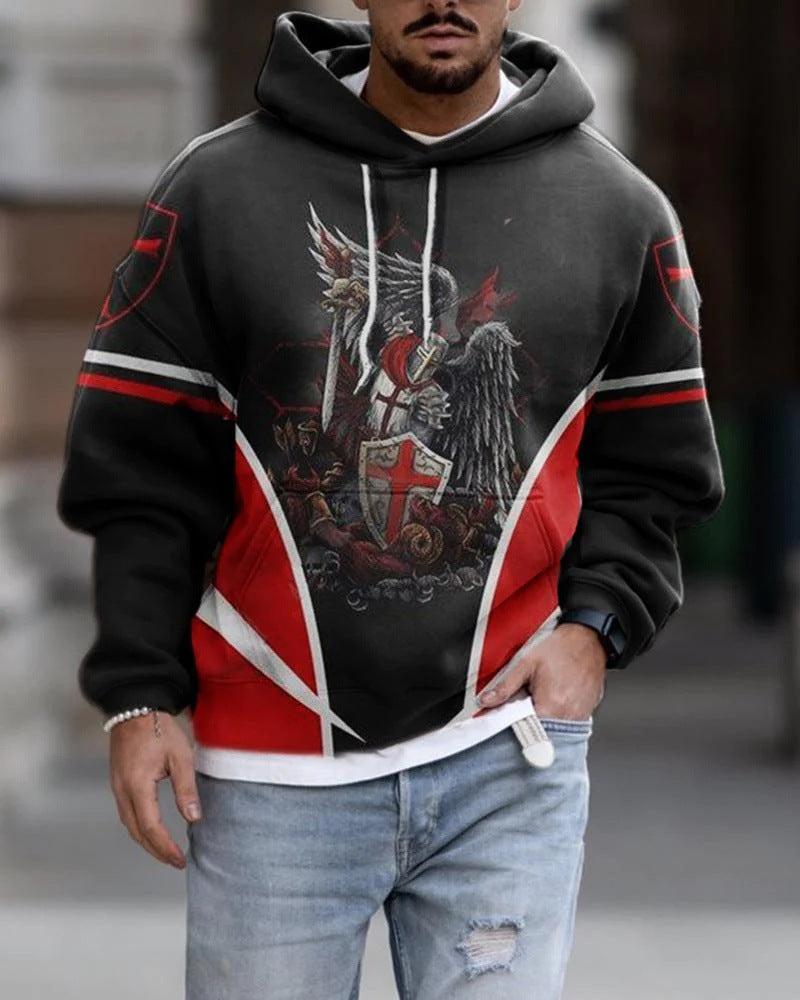 Autumn Fashion Hooded Sweatshirt American Flag Street Fashion men's clothing