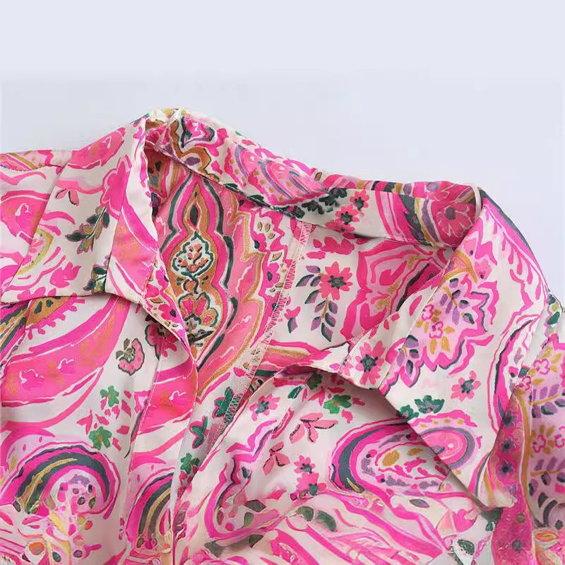 Spring New Women's Retro Casual Printed Shirt Top apparel & accessories